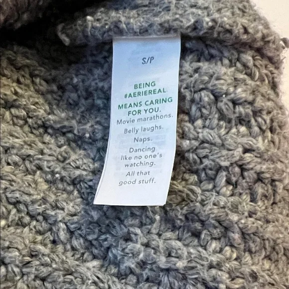 Aerie Gray Wide Rib Crew Neck Sweater Size S EUC Comfy Cozy Warm - Picture 7 of 12